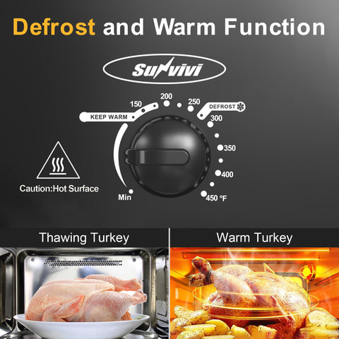 Sunvivi Horno Asador 14 cuartos: función de descongelar para aves.