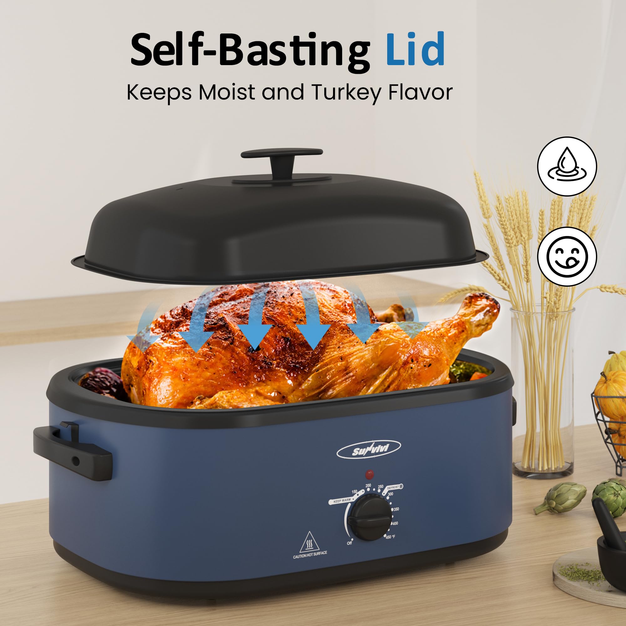 Sunvivi Horno Asador 20QT con pan removible para limpiar fácilmente.