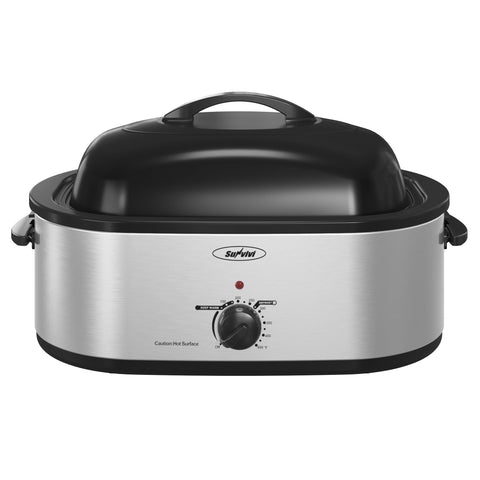 Sunvivi Horno asador 24lb 20qt – vista frontal, ideal para asados grandes.
