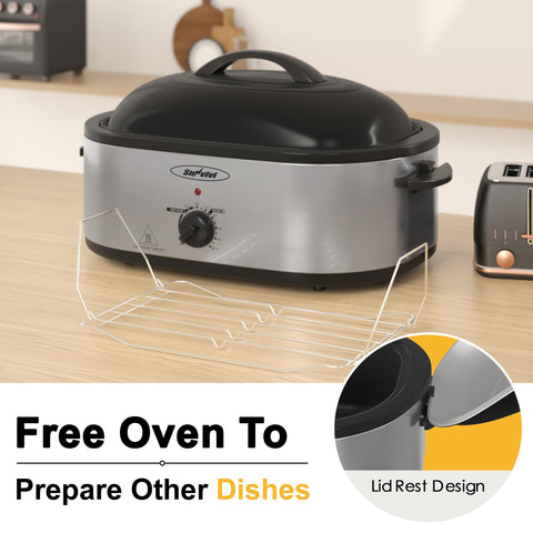 Sunvivi Horno asador 24lb 20qt – bandeja desmontable para cocción uniforme.