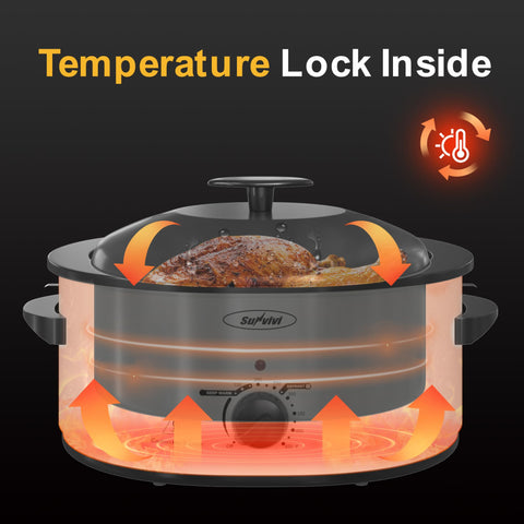 Sunvivi Horno 8qt con pan removible para facilitar limpieza y reutilización.