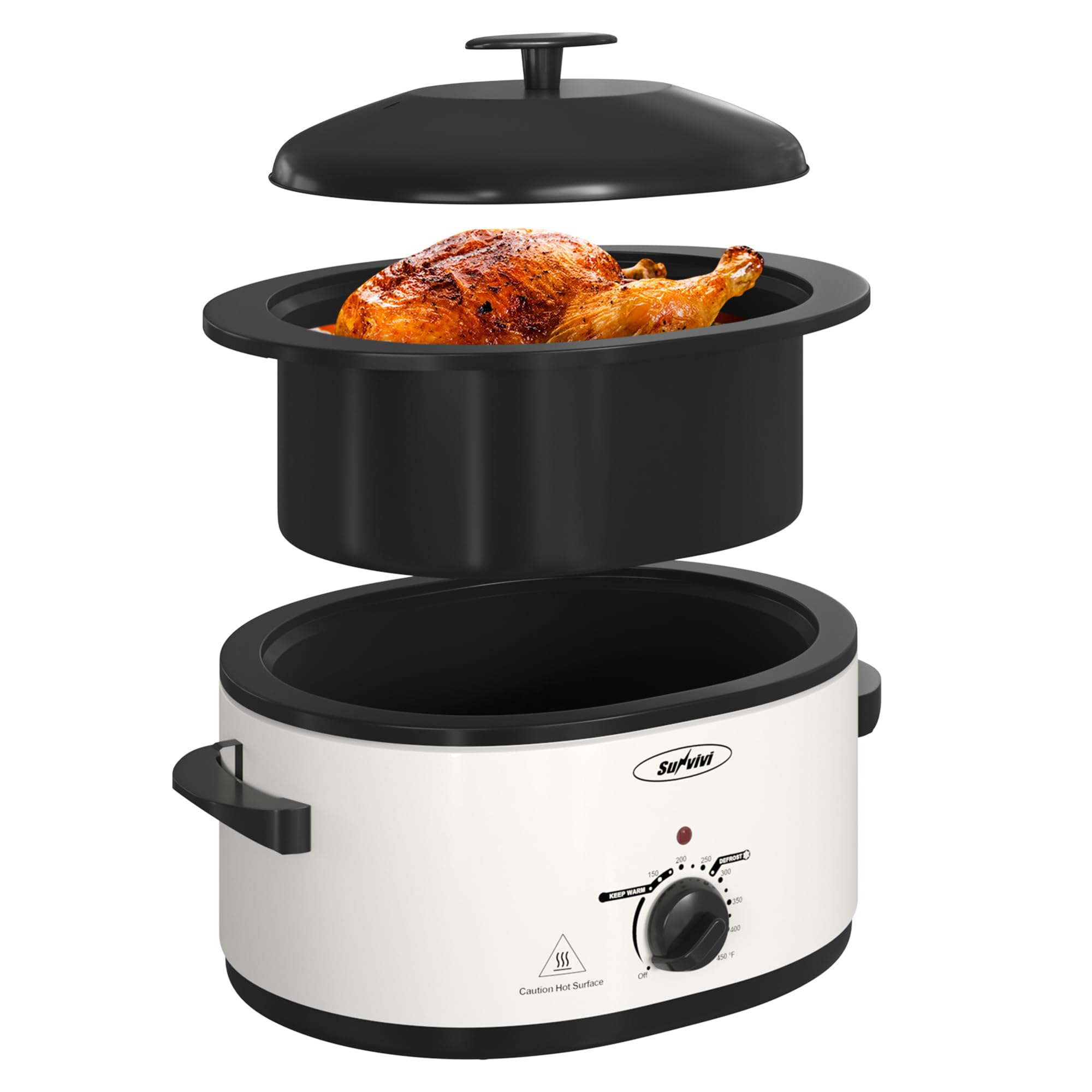 Sunvivi Horno asador 8qt con tapa autorebasteadora para mantener jugos.