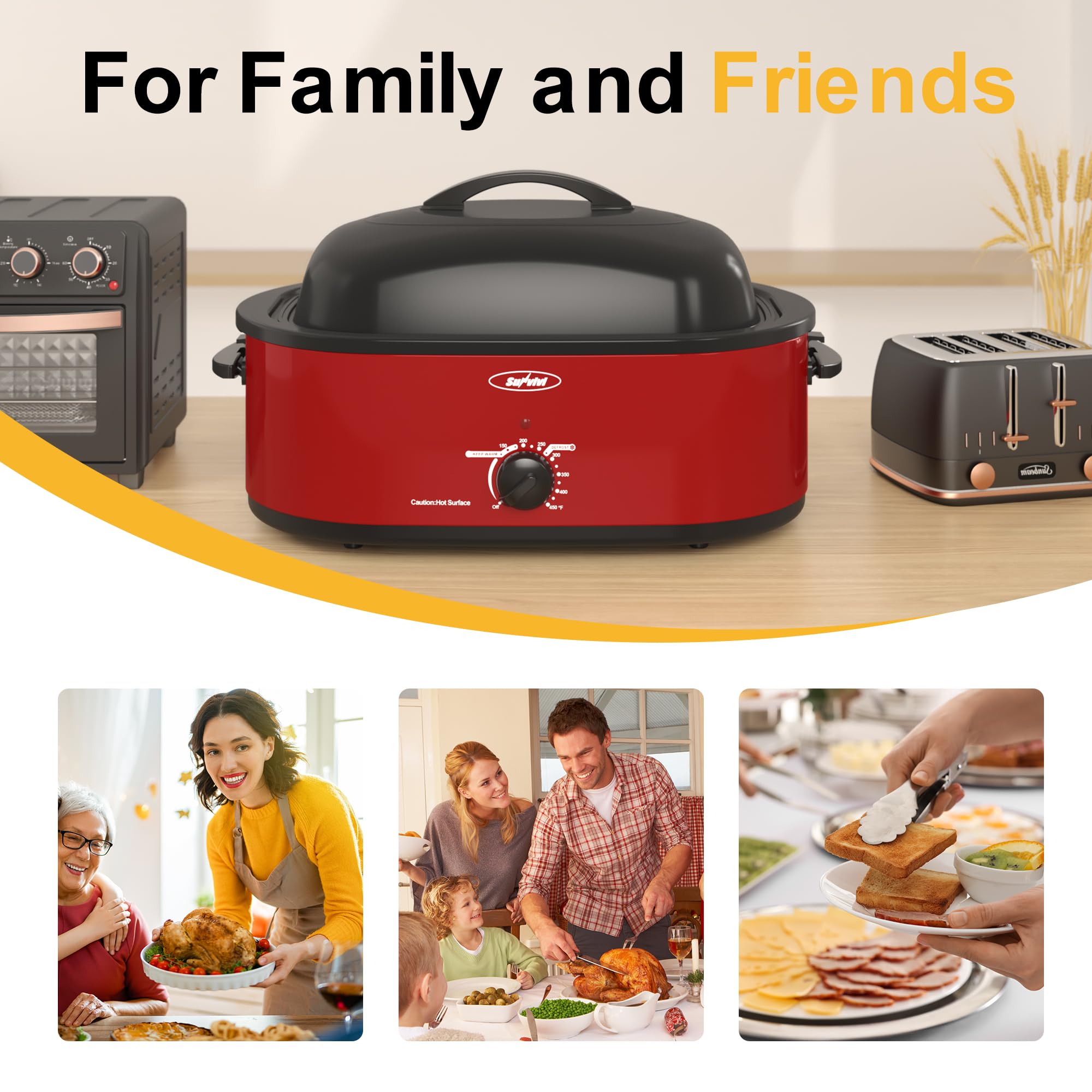 Sunvivi Horno Asador bandeja esmaltada removible para calor uniforme