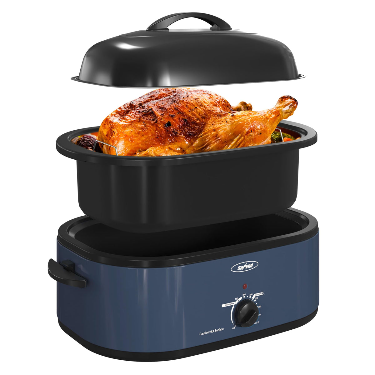 SUNVIVI Horno Asador frente: ideal para asar pavos grandes con cocción uniforme.
