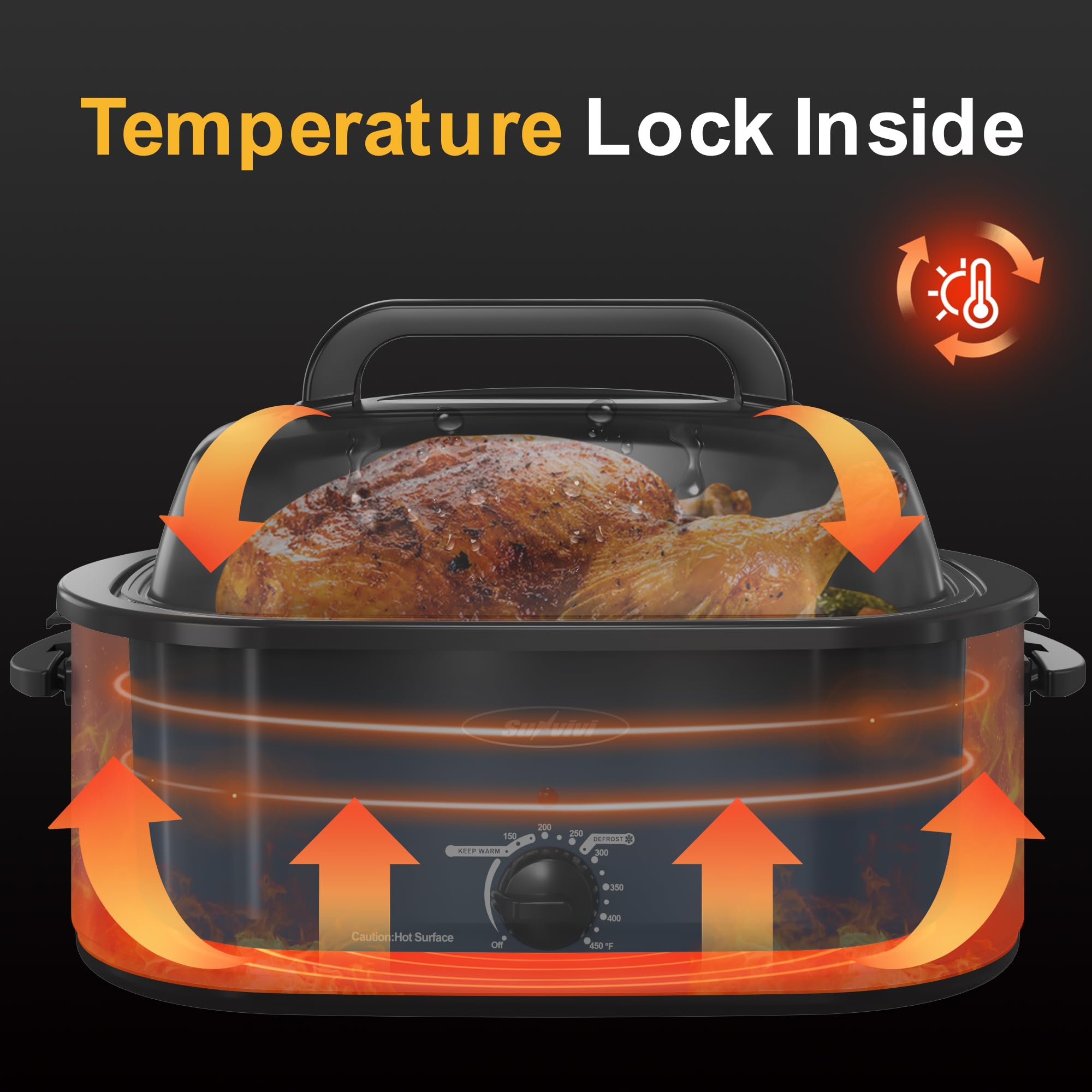 SUNVIVI Horno asador con pan removible facilita limpieza y redistribución del calor