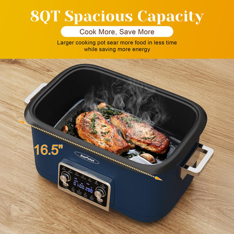 SUNVIVI interior cerámico removible facilita limpieza y distribución uniforme de sabores