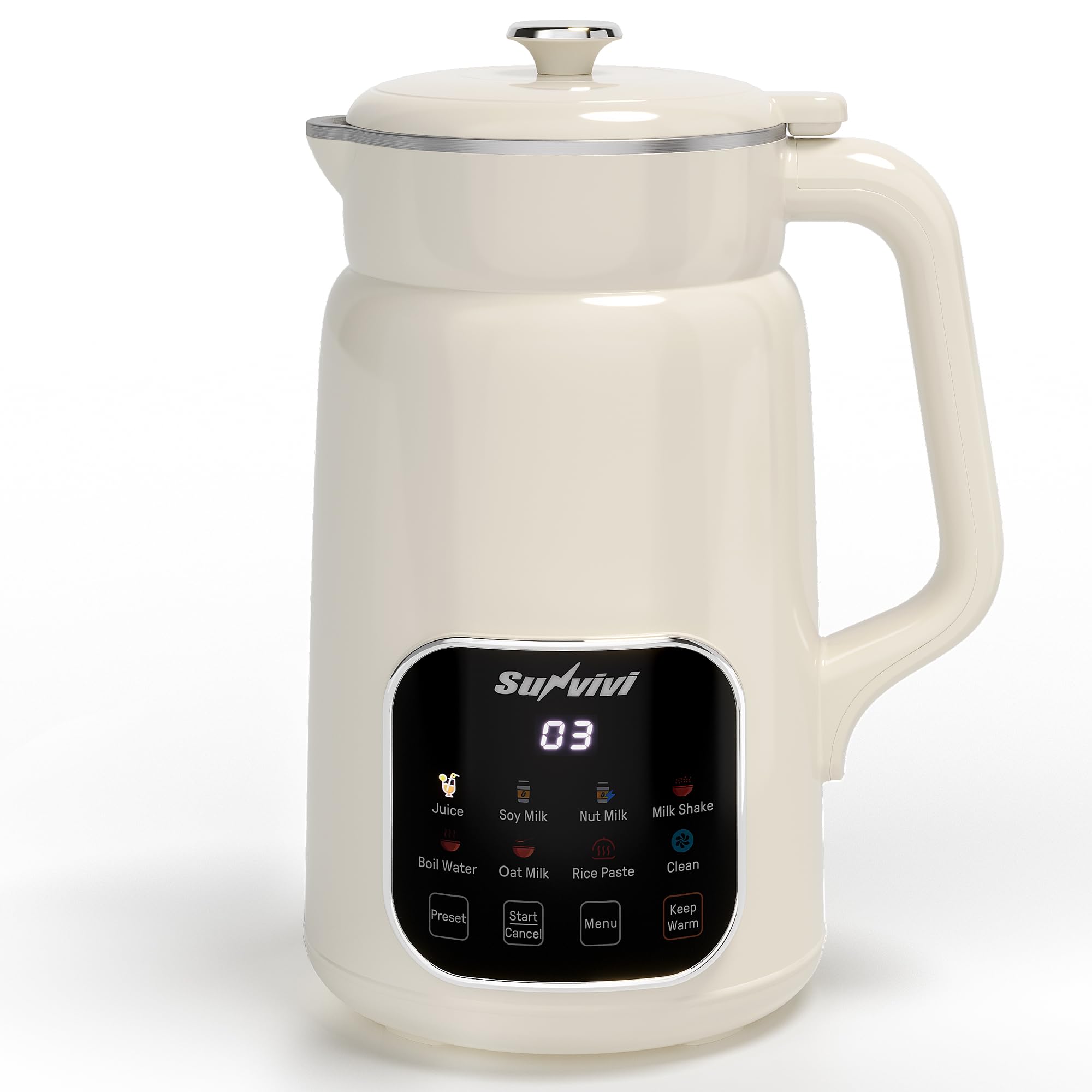Sunvivi máquina leche de soja 60 onzas en la encimera, ideal para porciones familiares.