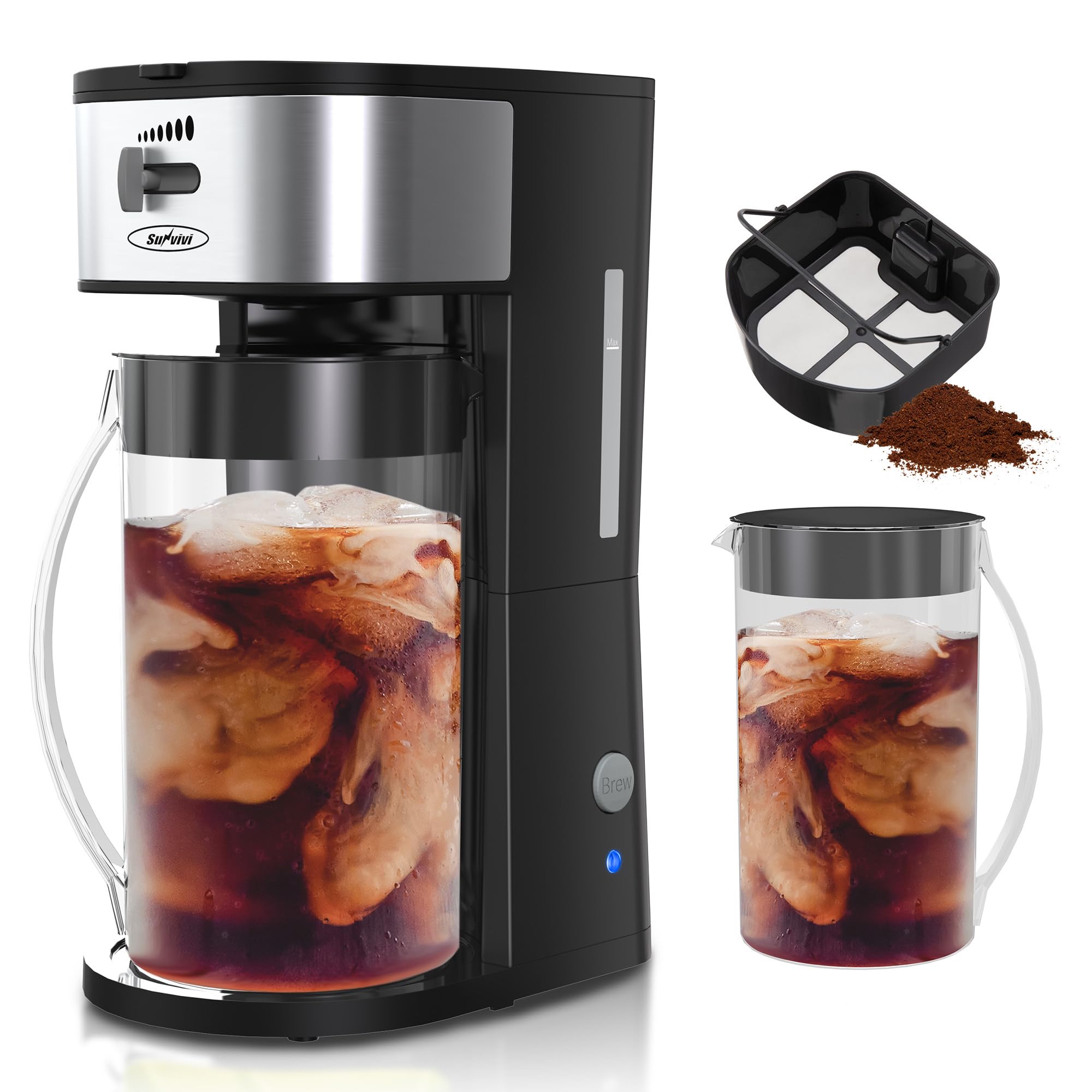 SUNVIVI máquina de té frío con jarra de 3 cuartos para bebidas rápidas en casa