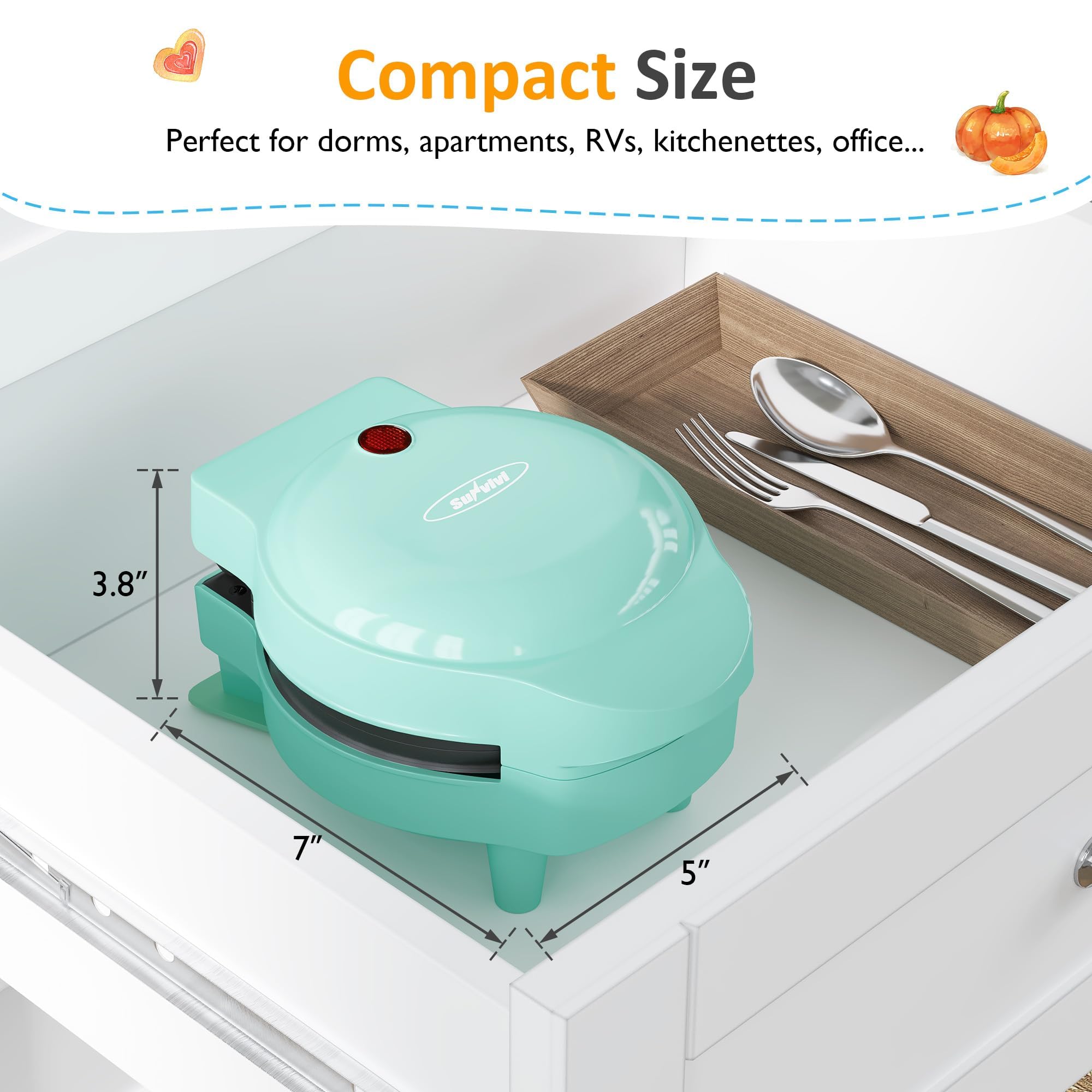 Sunvivi mini máquina de gofres, formas divertidas para niños