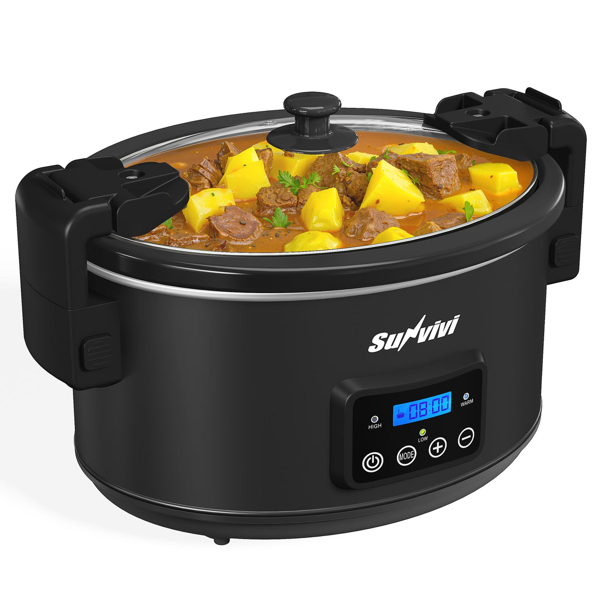 SUNVIVI olla de cocción lenta 8,5 qt lista para familia y reuniones.