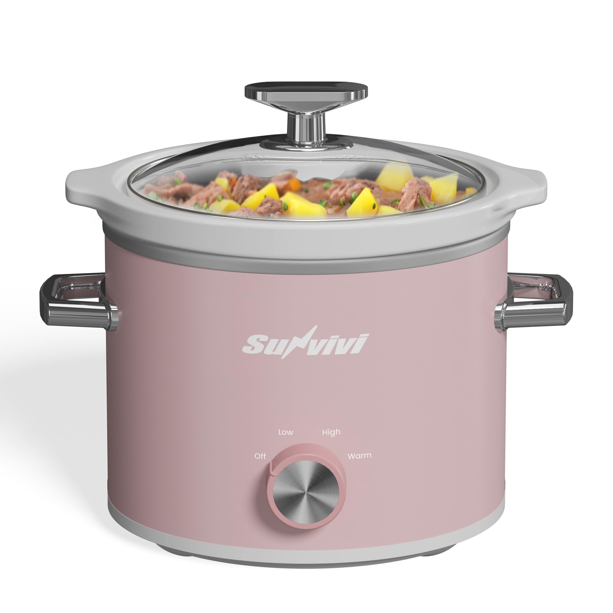 Sunvivi Olla lenta 2qt con olla cerámica removible para guisos suaves.