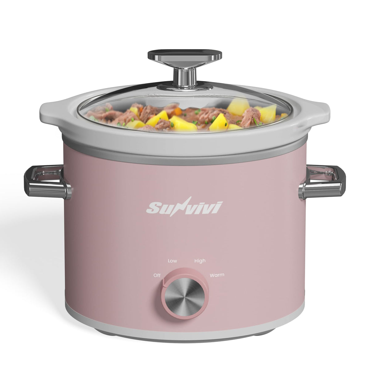 Sunvivi Olla lenta 2qt con olla cerámica removible para guisos suaves.
