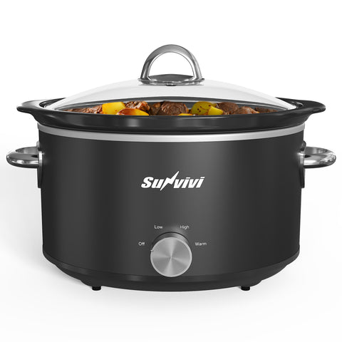 SUNVIVI olla lenta pequeña, cerámica desmontable para limpieza rápida y porciones 2-4.