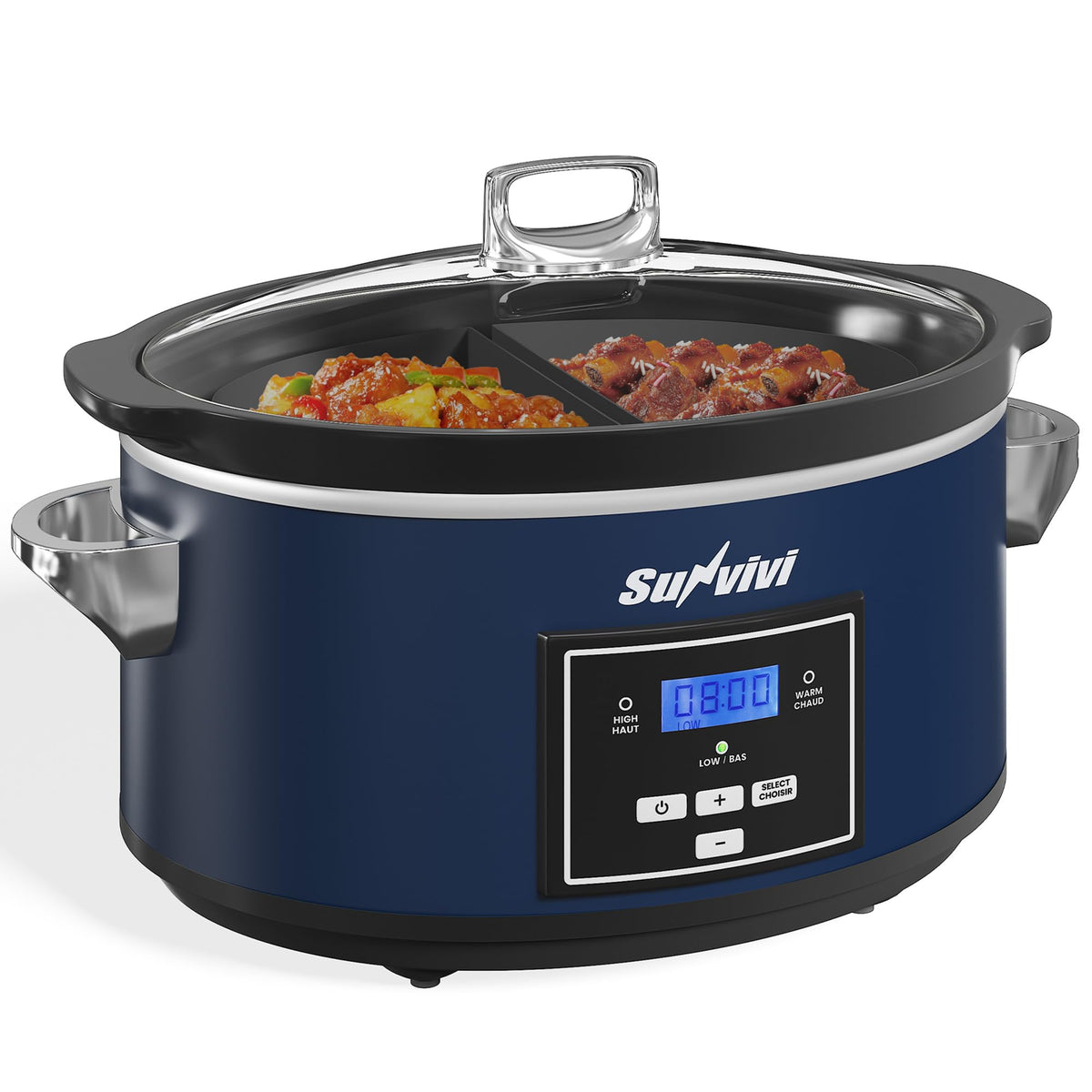 Sunvivi olla lenta 6 cuartos, ideal para cocinar a fuego lento en casa.