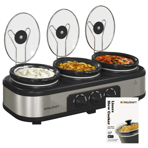 Sunvivi olla lenta triple en conjunto, ideal para buffet y servicio.