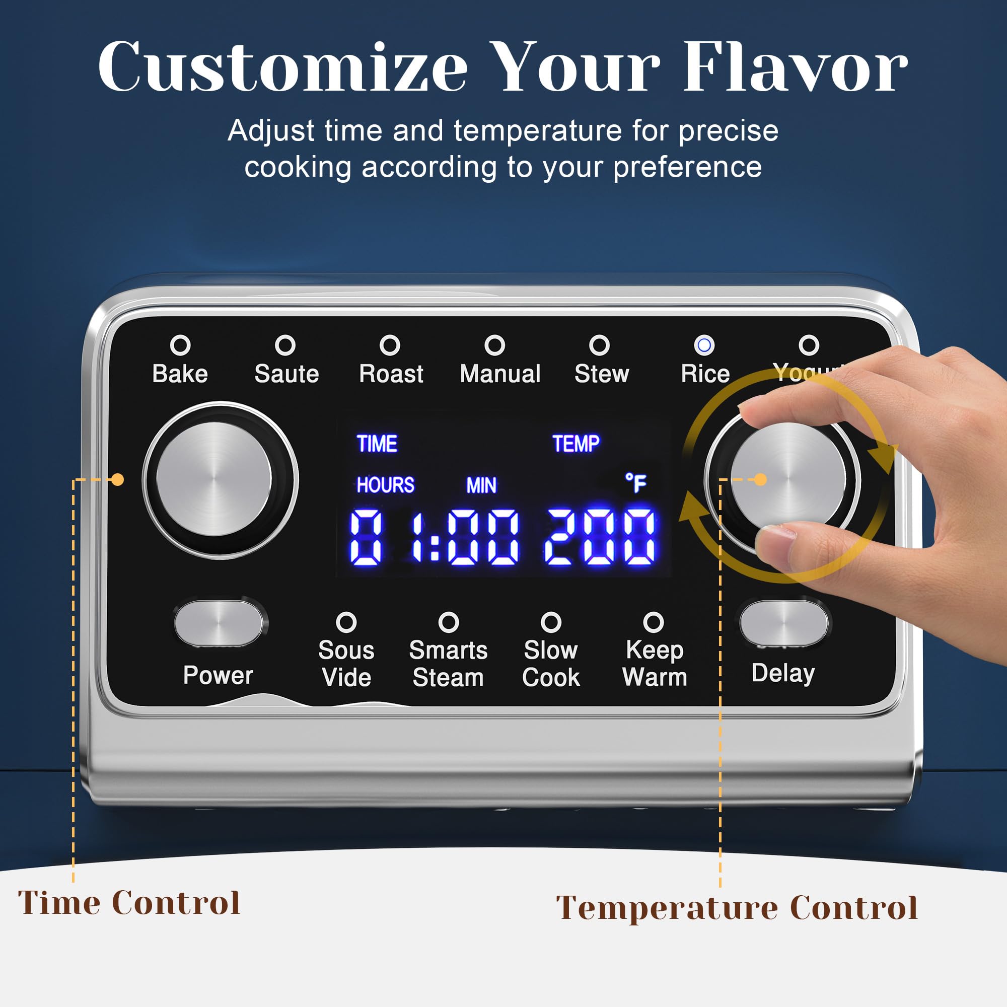 SUNVIVI panel digital con teclas intuitivas para ajustar temperatura y tiempo