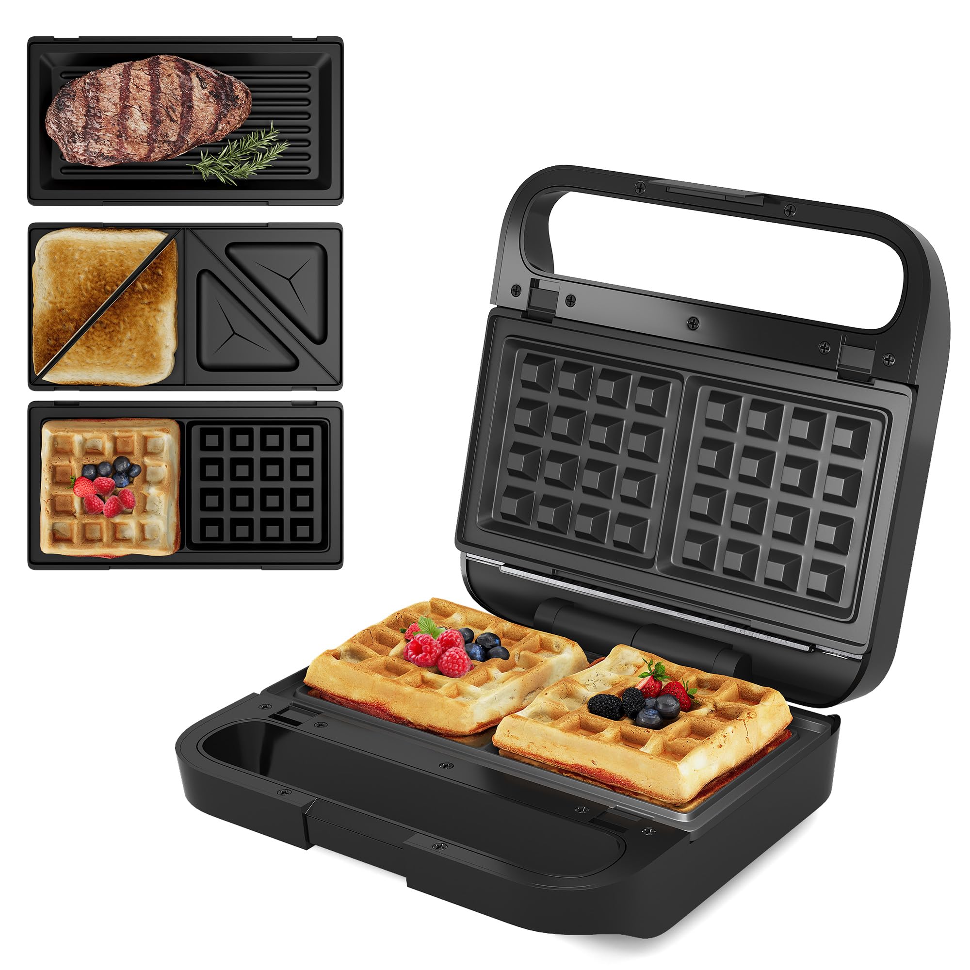 Sunvivi plancha para sándwich con panel de vidrio templado, diseño moderno y práctico.