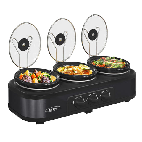 Sunvivi triple cocedor lento buffet para cocinar tres platillos a la vez