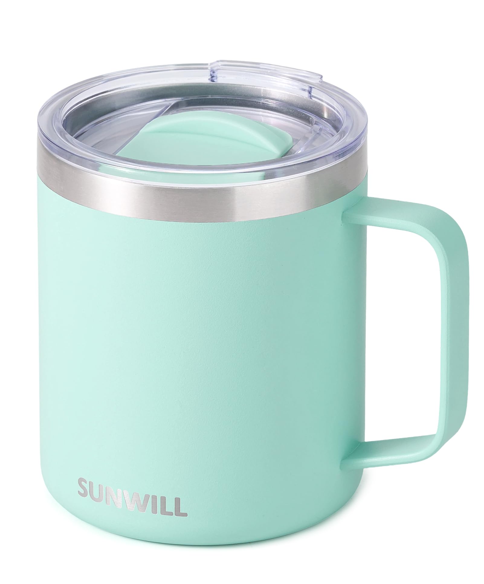 SUNWILL Taza café aislada 14oz con tapa mantiene la bebida caliente o fría por horas.