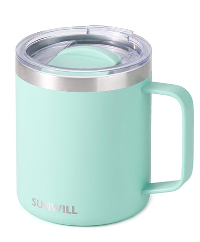 SUNWILL Taza café aislada 14oz con tapa mantiene la bebida caliente o fría por horas.