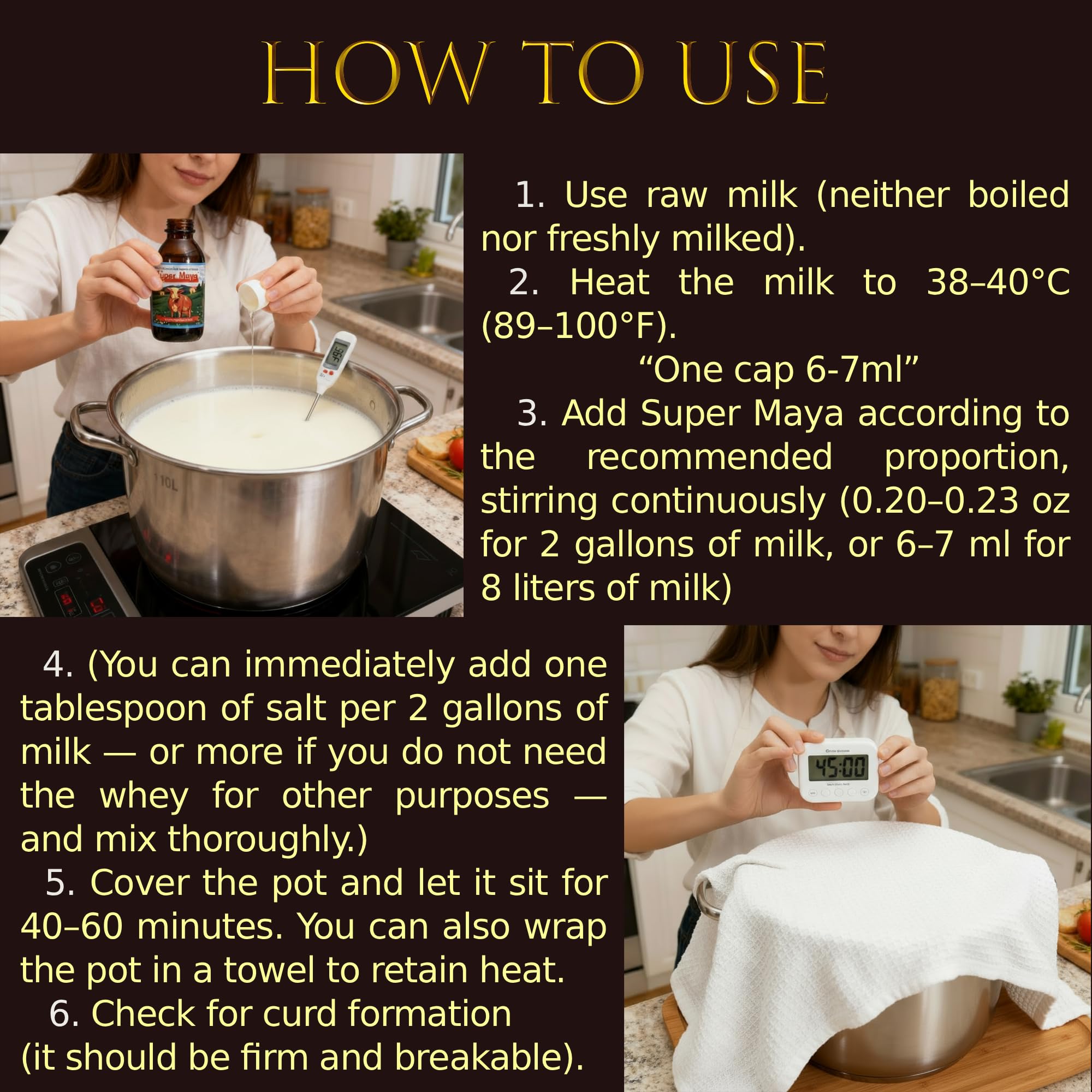 Queso mozzarella casero preparado con Super Maya cuajo líquido
