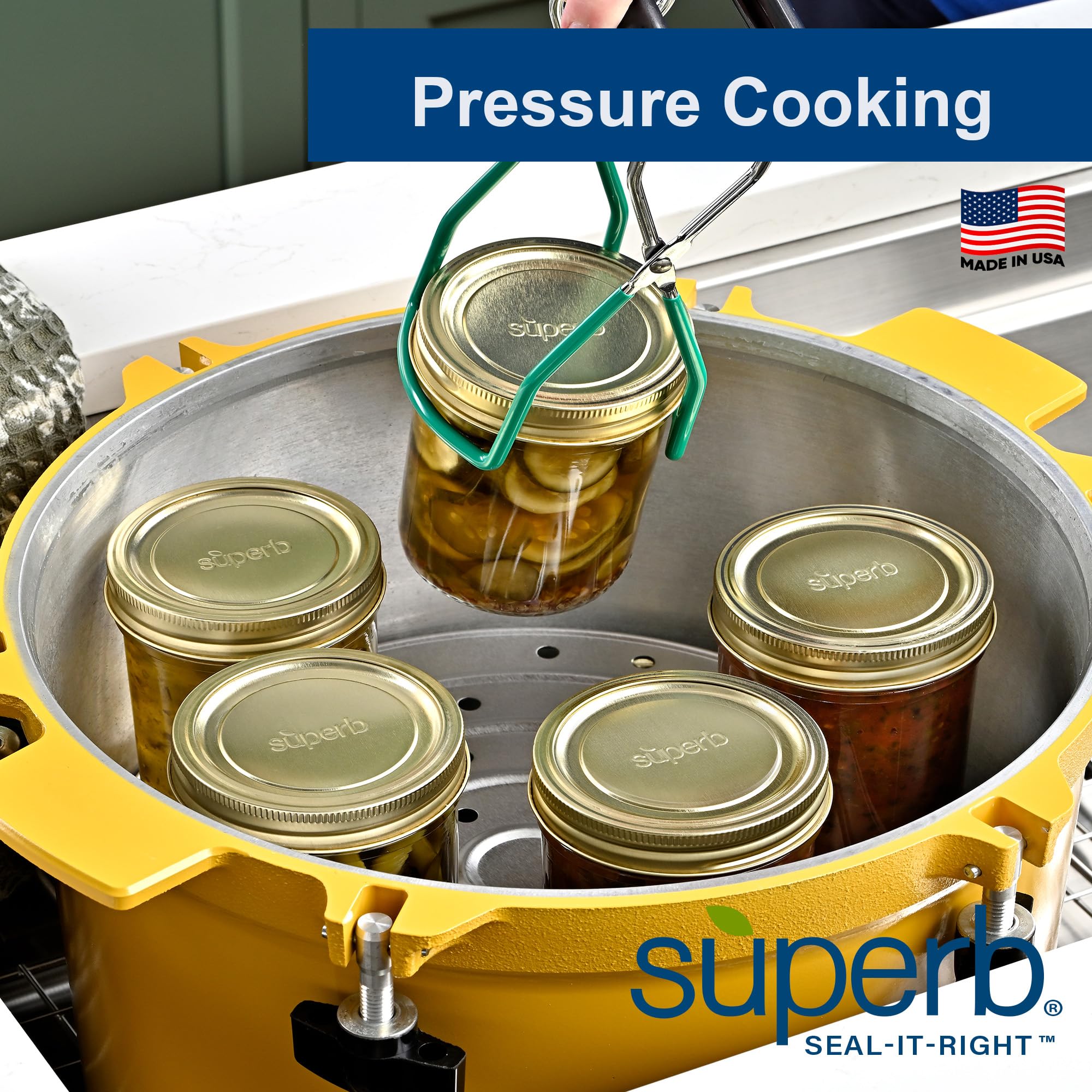 Tapa Superb Sealing Solutions compatible con Ball, Kerr, Mason y frascos antiguos.