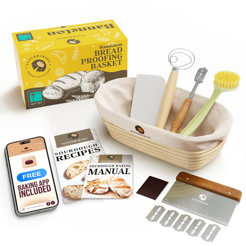 Superbaking banetón ovalado de diez pulgadas para panes artesanos, desmolde suave.
