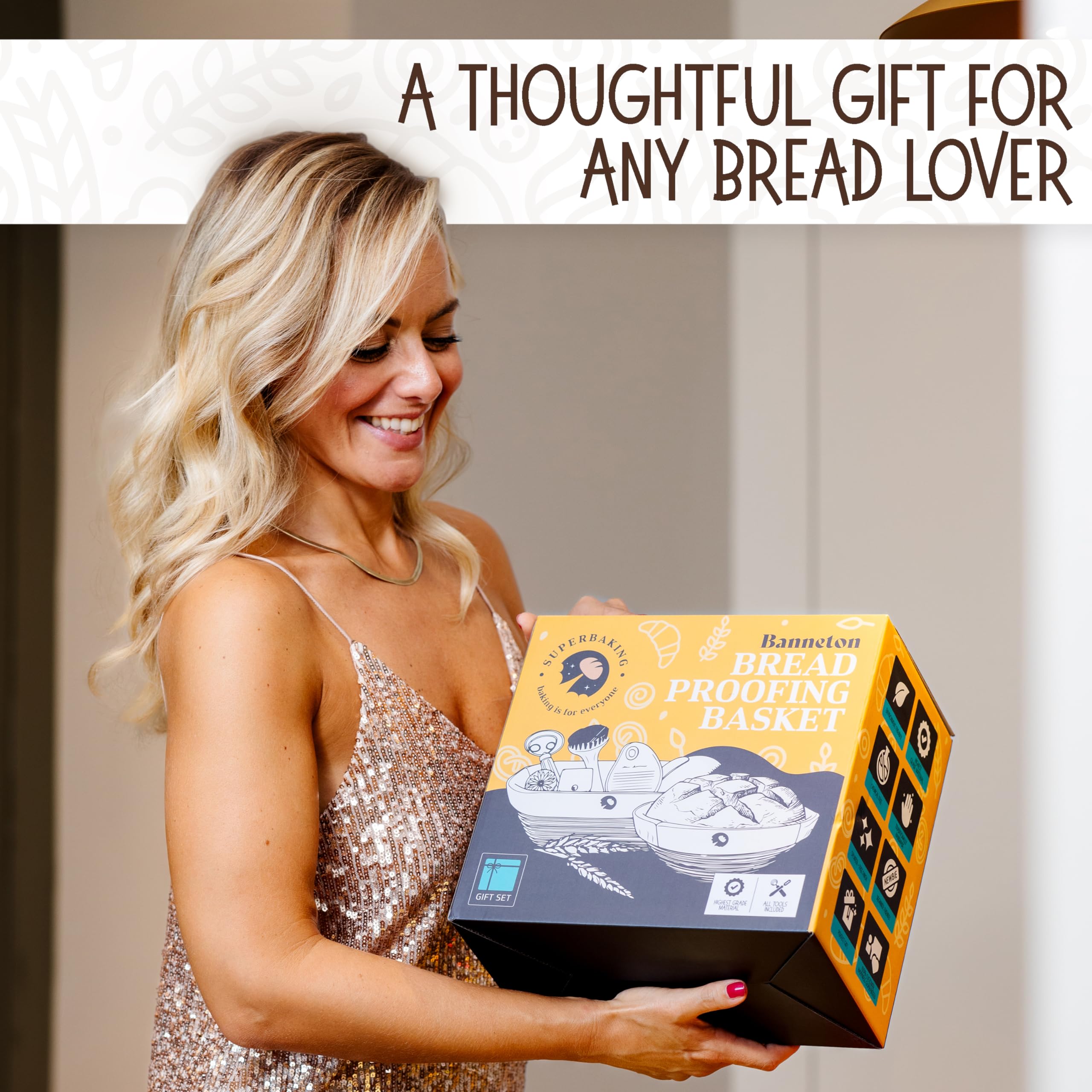 Superbaking banneton ovalado de 10 pulgadas para masa amplia y forma definida.