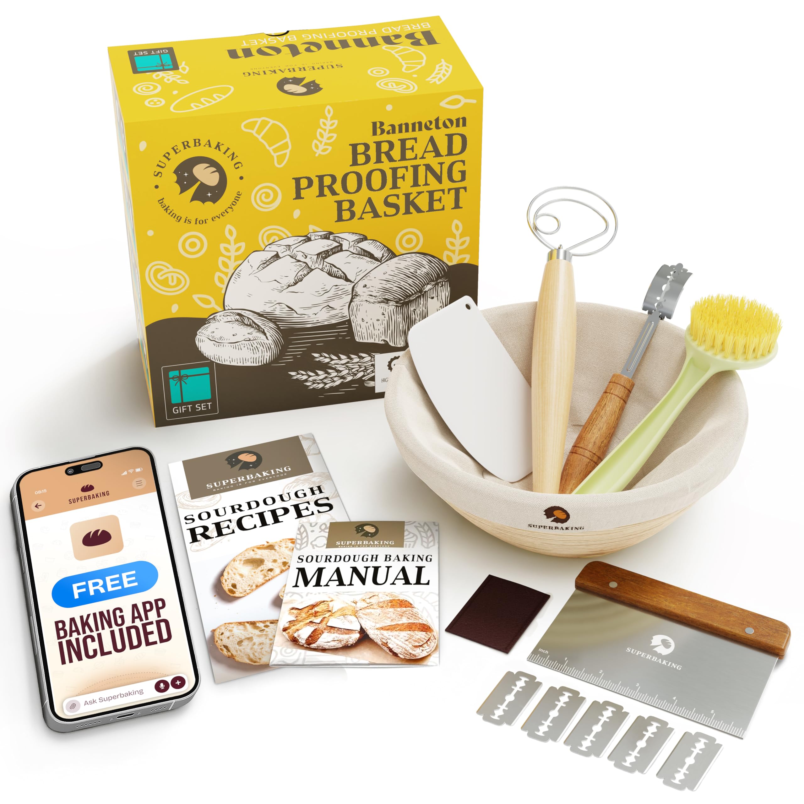 Superbaking banneton redondo, regalo perfecto para pan artesanal.
