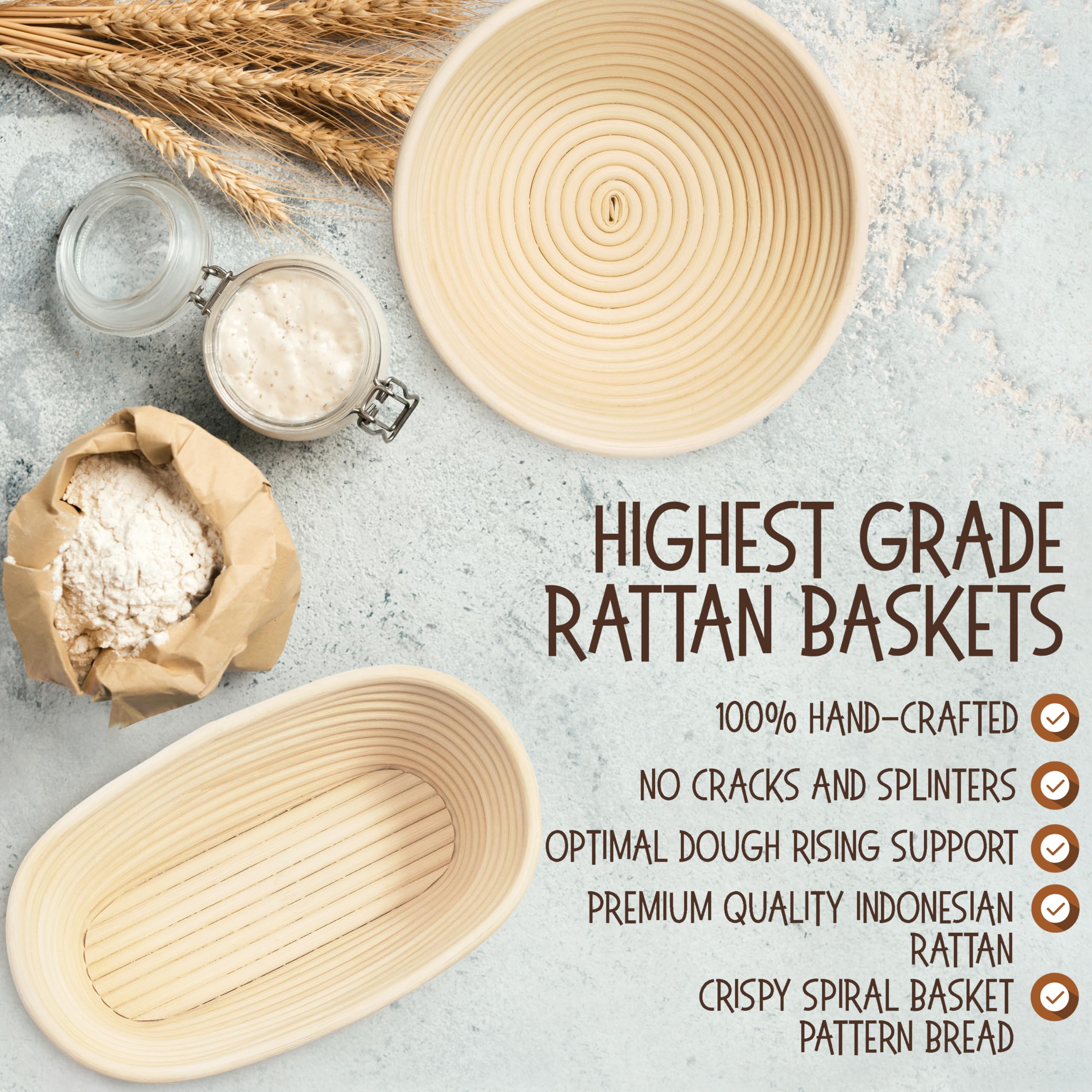 Cesta de levado Superbaking en mimbre natural para una miga estructurada.