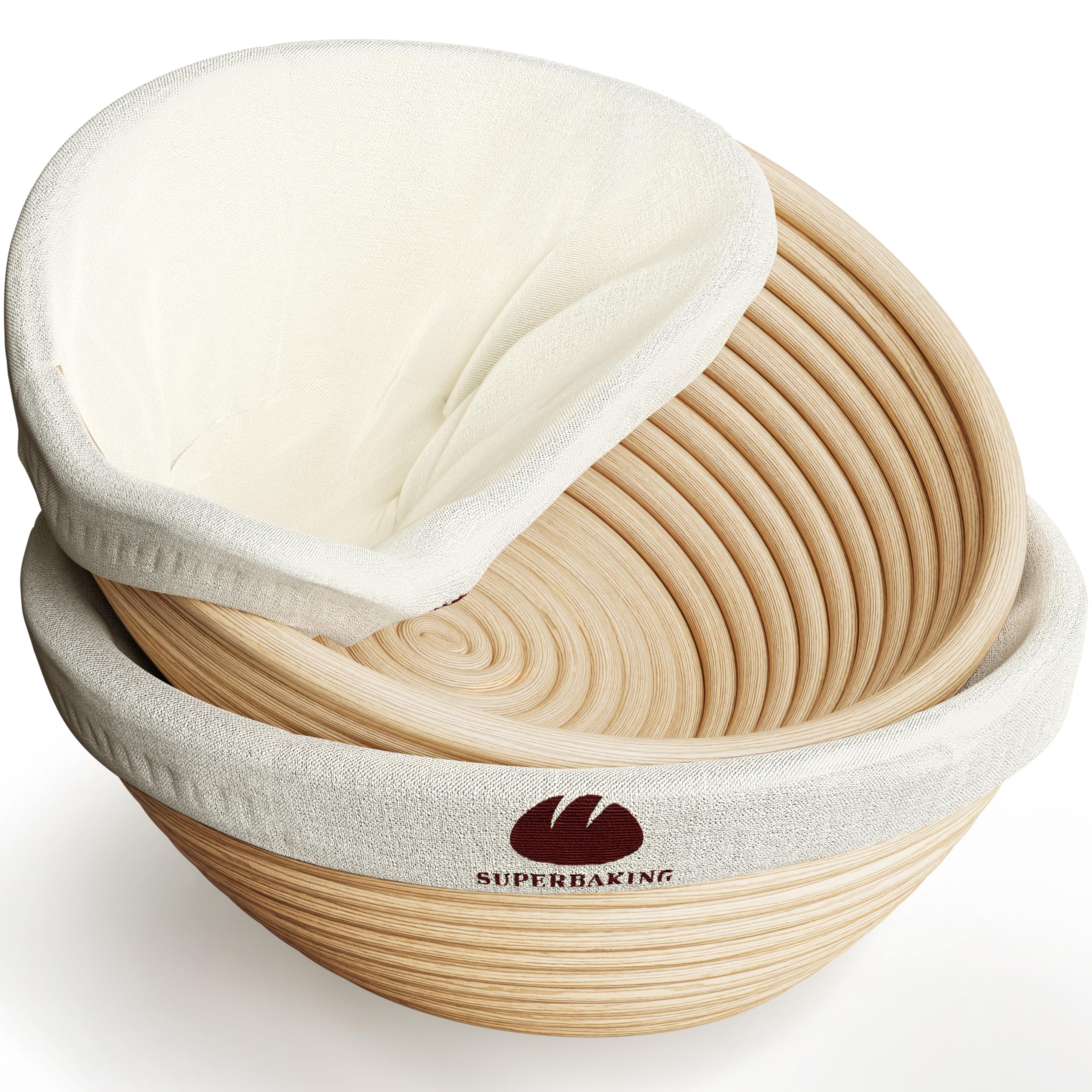 Superbaking: dos cestillos banneton de 9 pulgadas para levar masas de pan