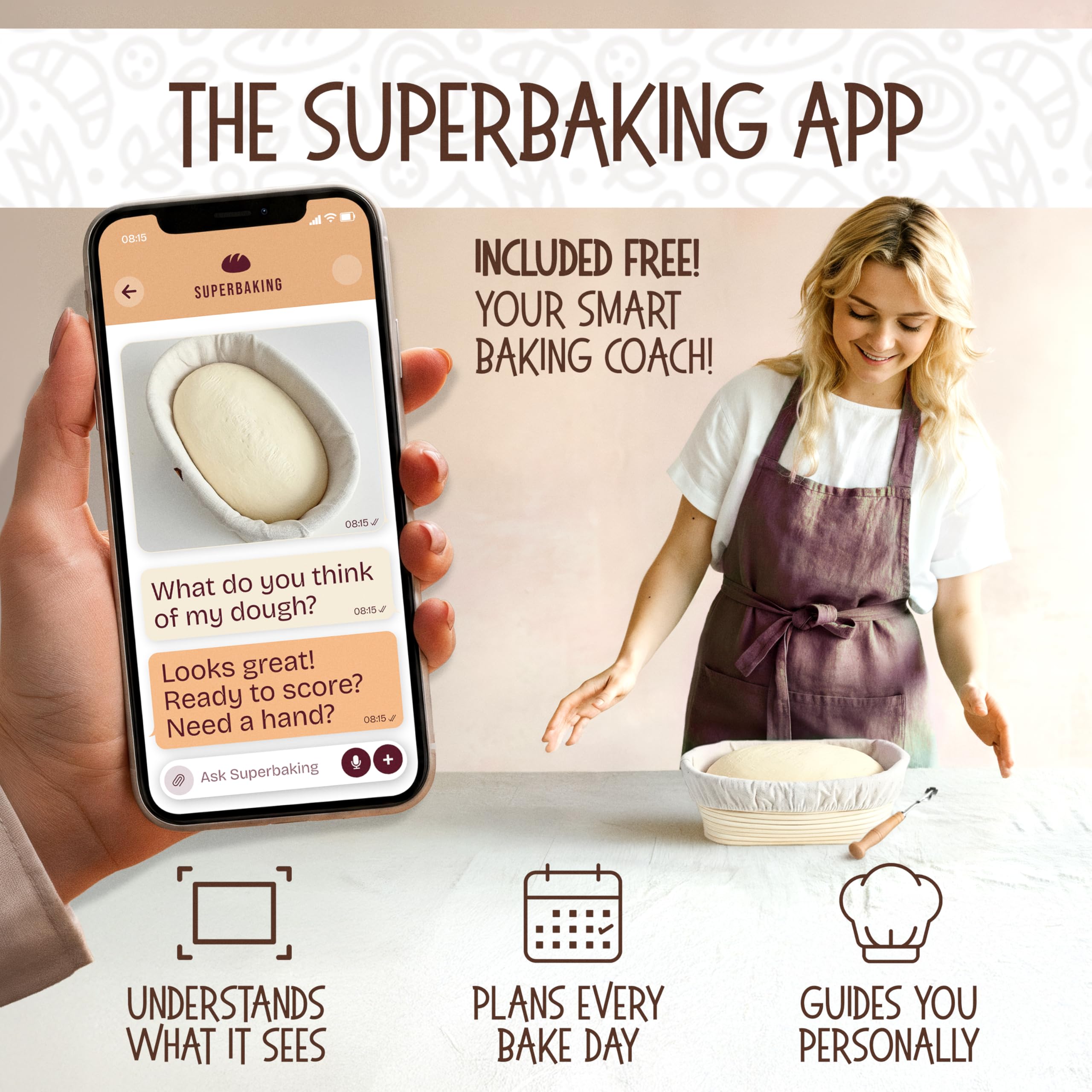 Superbaking herramientas para hornear pan, precisión para masas perfectas.