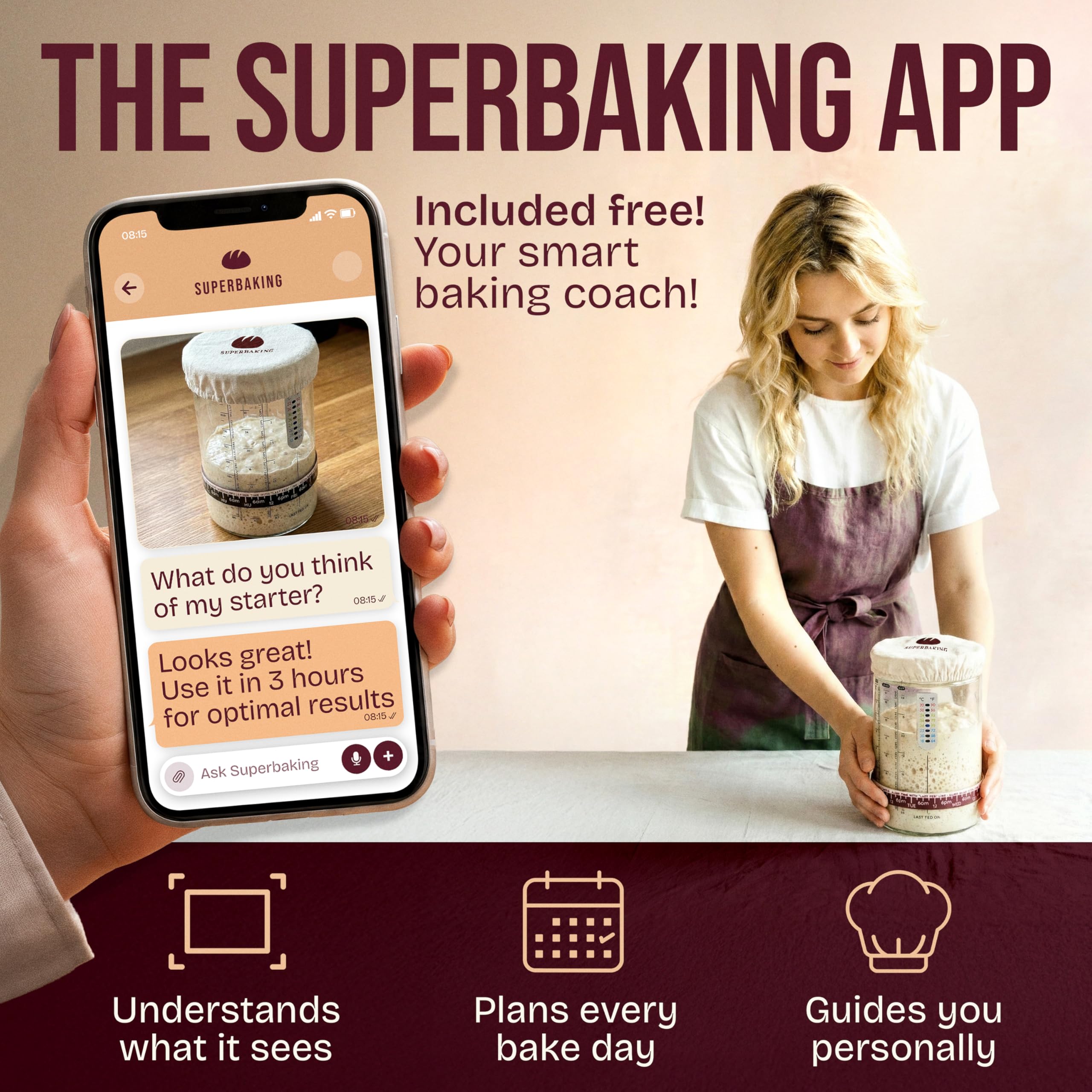 Sling de silicona Superbaking para transferencia segura de masa al horno.