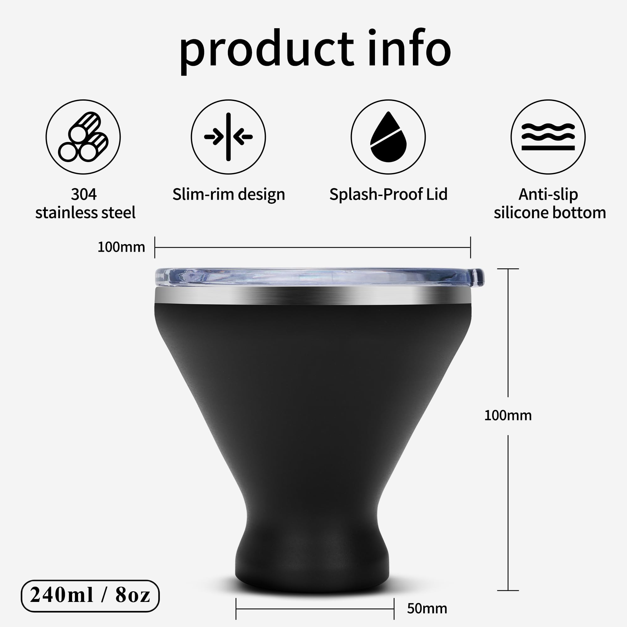 SuperCook vaso cóctel negro, acabado pulido para un toque elegante.
