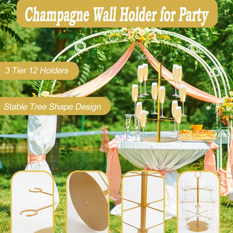 Superjackwang torre dorada para bodas y fiestas con presencia elegante.