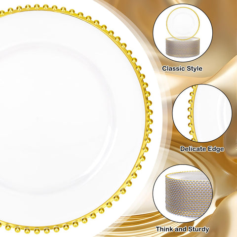Plato cargador Supernal ofrece base clara y detalle dorado.