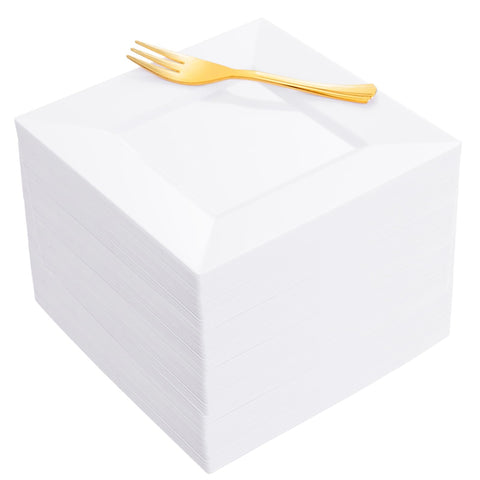 Supernal platos dulces blancos cuadrados de 6 pulgadas, ideales para postres y limpieza rápida.