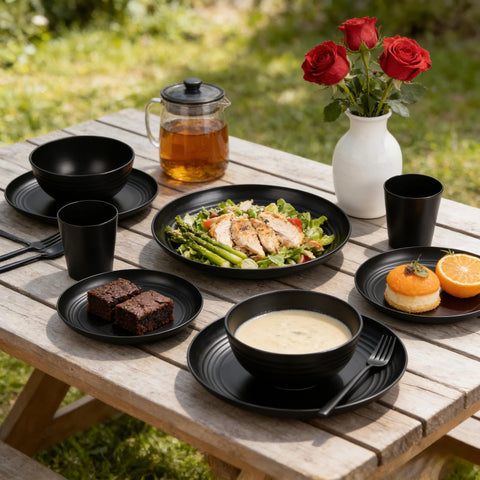 Tazas negras de Supernal, ideales para bebidas diarias.