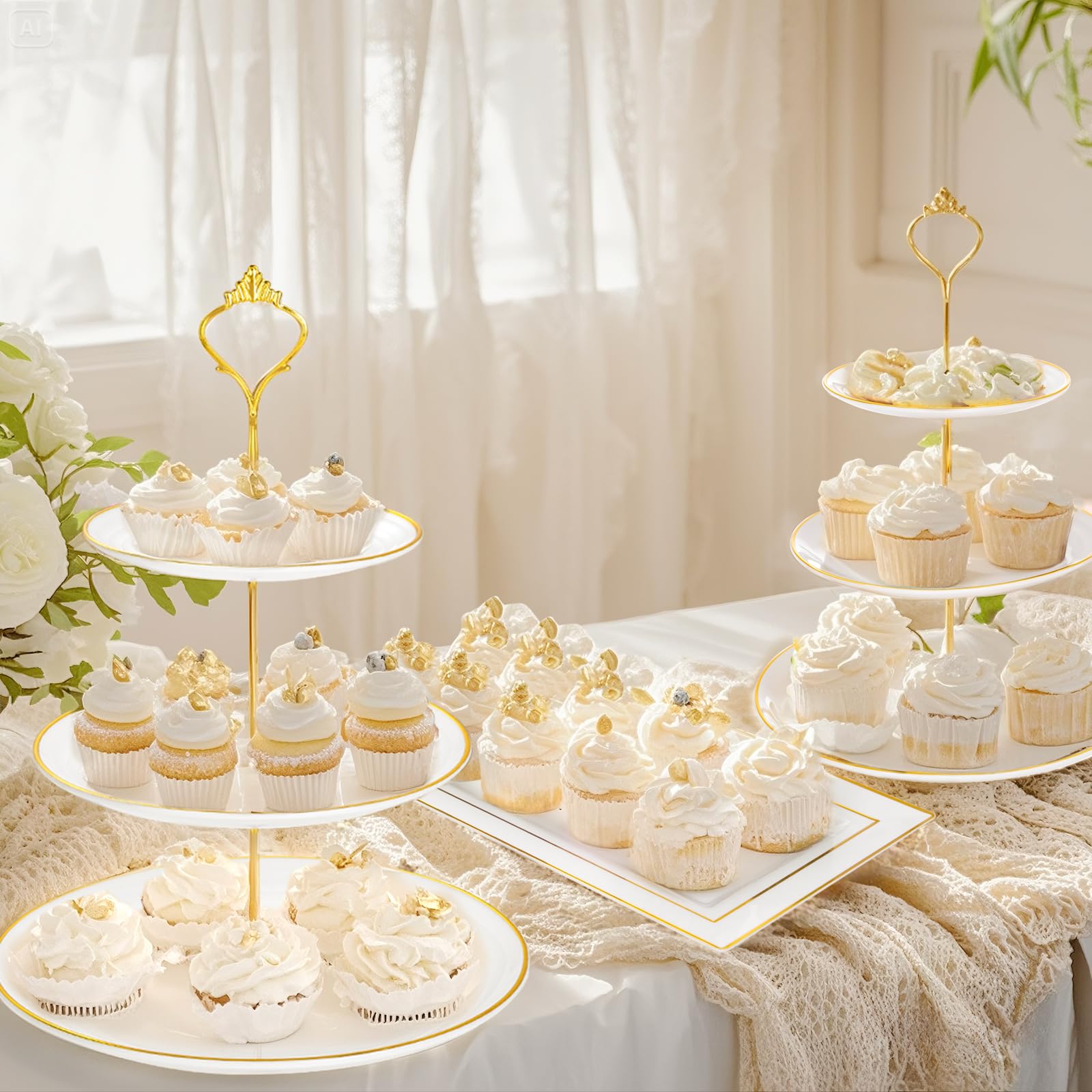 Supernal uso en bodas y fiestas, estilo blanco y dorado para eventos