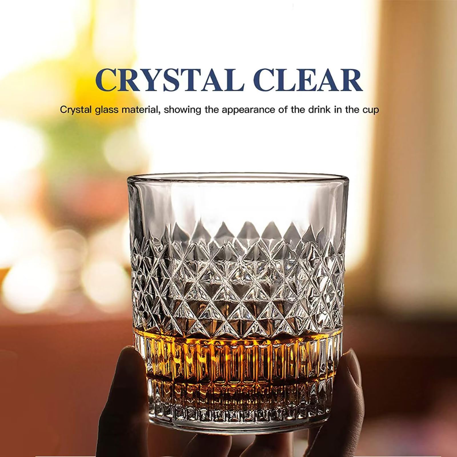 Vaso Suphan Whisky estilo antiguo resalta claridad ante la luz