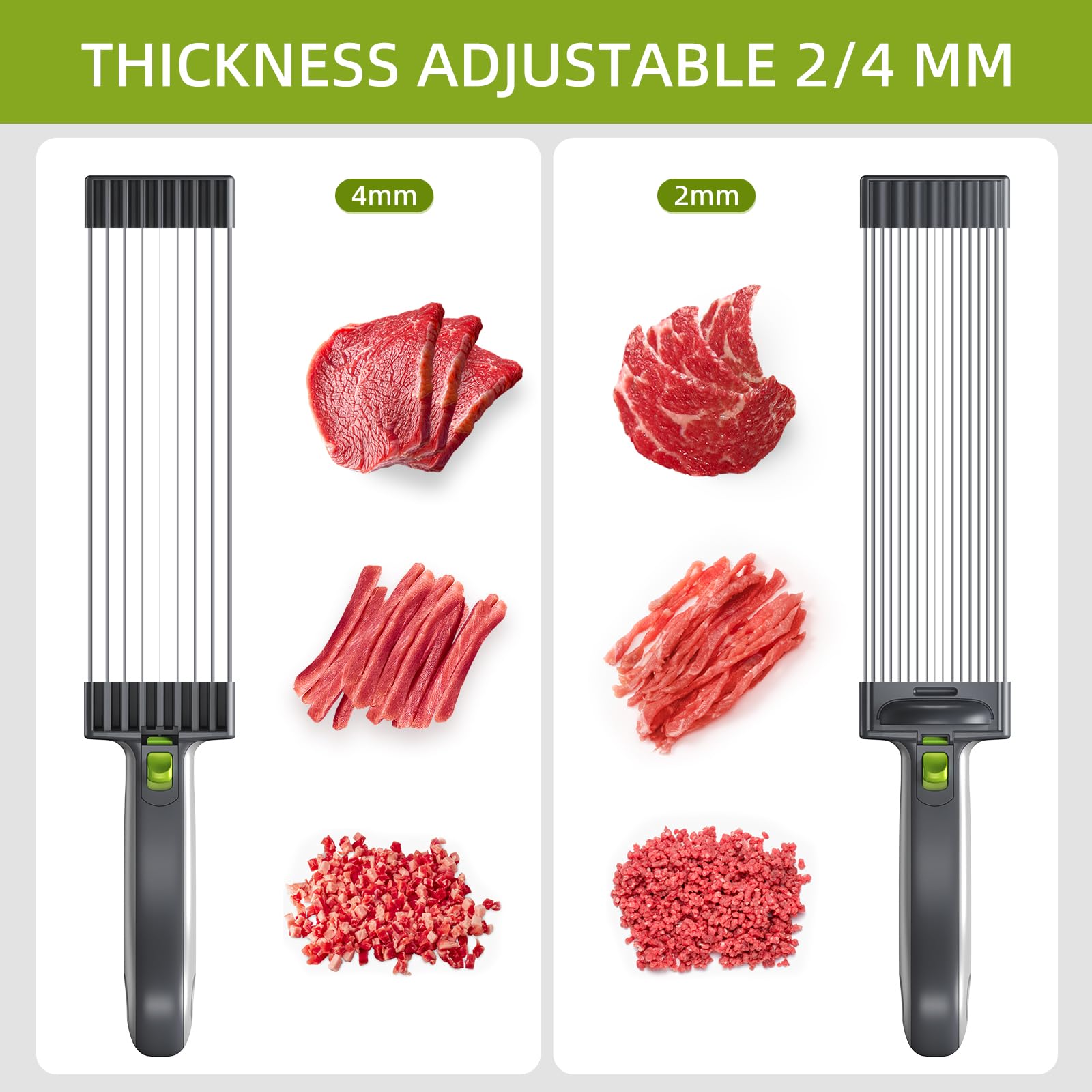 Corte con espesor ajustable 2-4 mm en SupMaKin para filetes y tiras