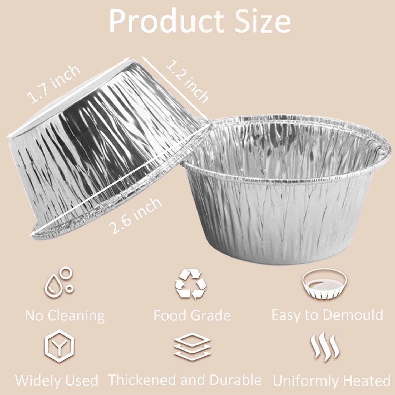 SUPPHOUS tapas de aluminio 3oz para pasteles: horneado rápido y resultados consistentes