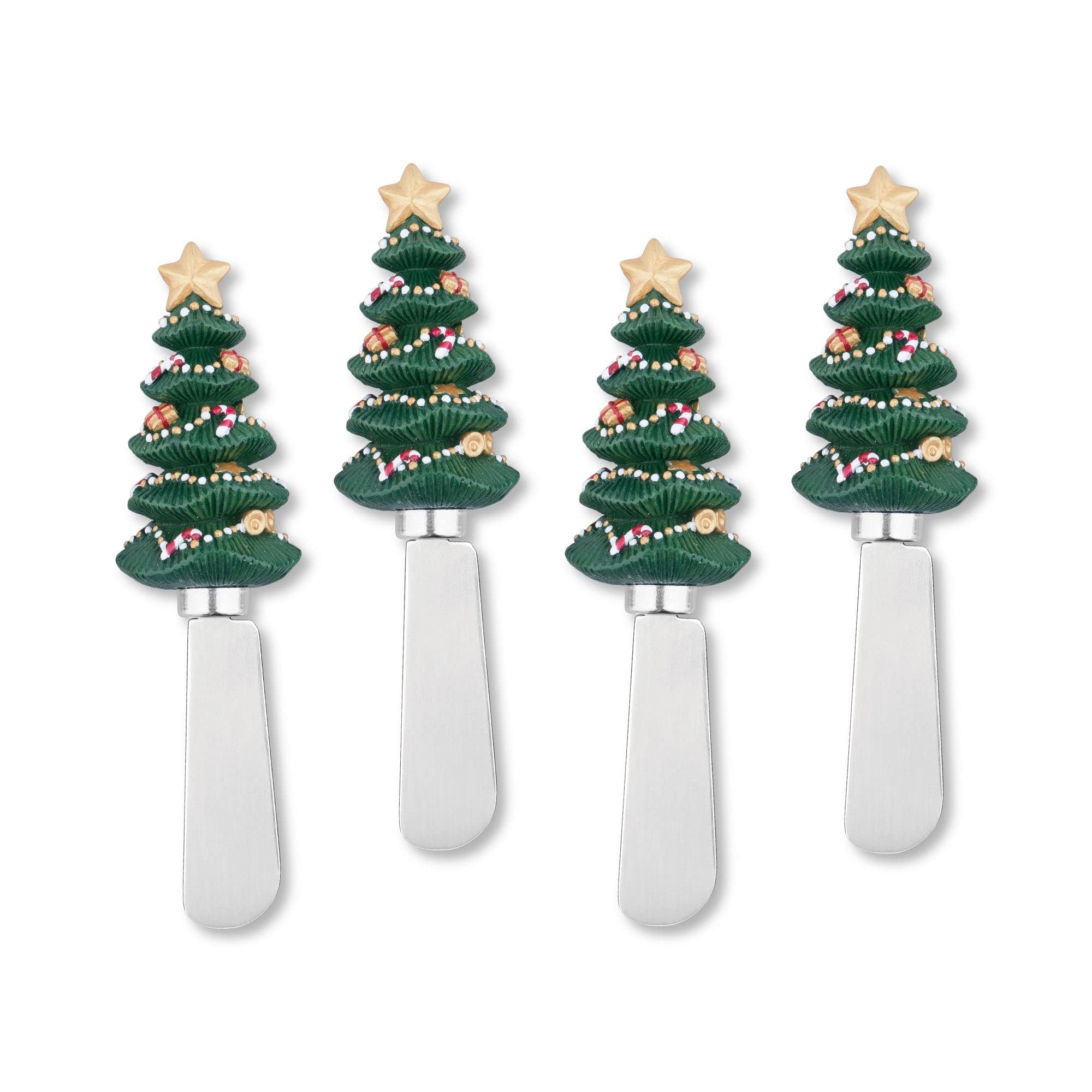 Cucharas para untar Supreme Housewares con árbol navideño pintado a mano, ideales para quesos.