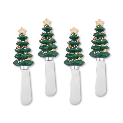Cucharas para untar Supreme Housewares con árbol navideño pintado a mano, ideales para quesos.