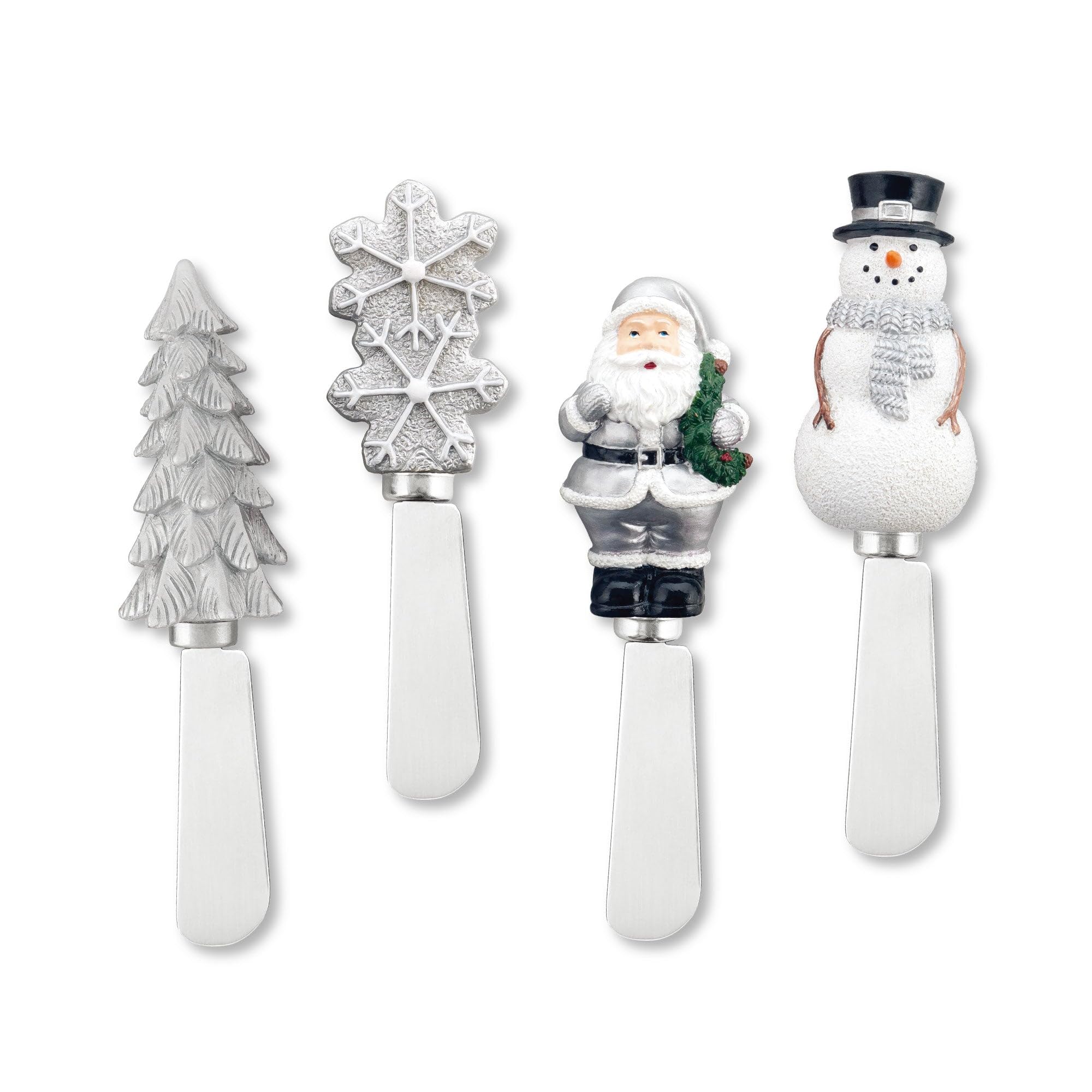 Spreaders Supreme Housewares con diseño de arbol, ideal para untar queso y dar toque festivo.