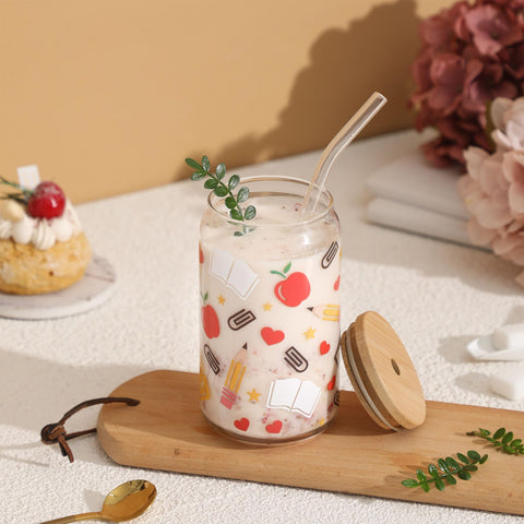 Supreme Lights vaso café 16oz con tapa de bambú, perfecto para mantener bebidas frescas.