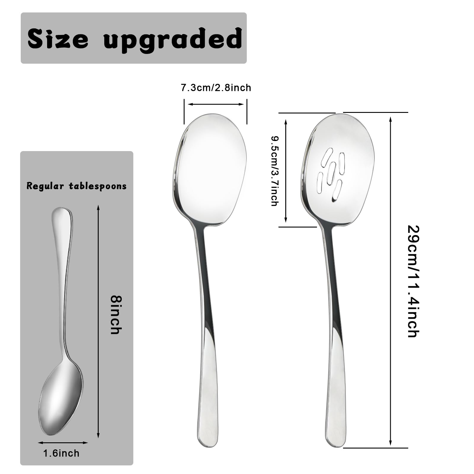 Conjunto de 8 cucharas Suptizizkz para servir, plateado, para porciones grandes.