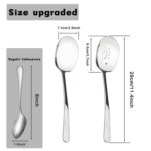 Conjunto de 8 cucharas Suptizizkz para servir, plateado, para porciones grandes.