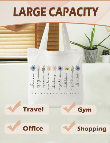 Bolsa Supwhd Fruta del Espíritu: diseño Gálatas 5:22-23 para uso diario.