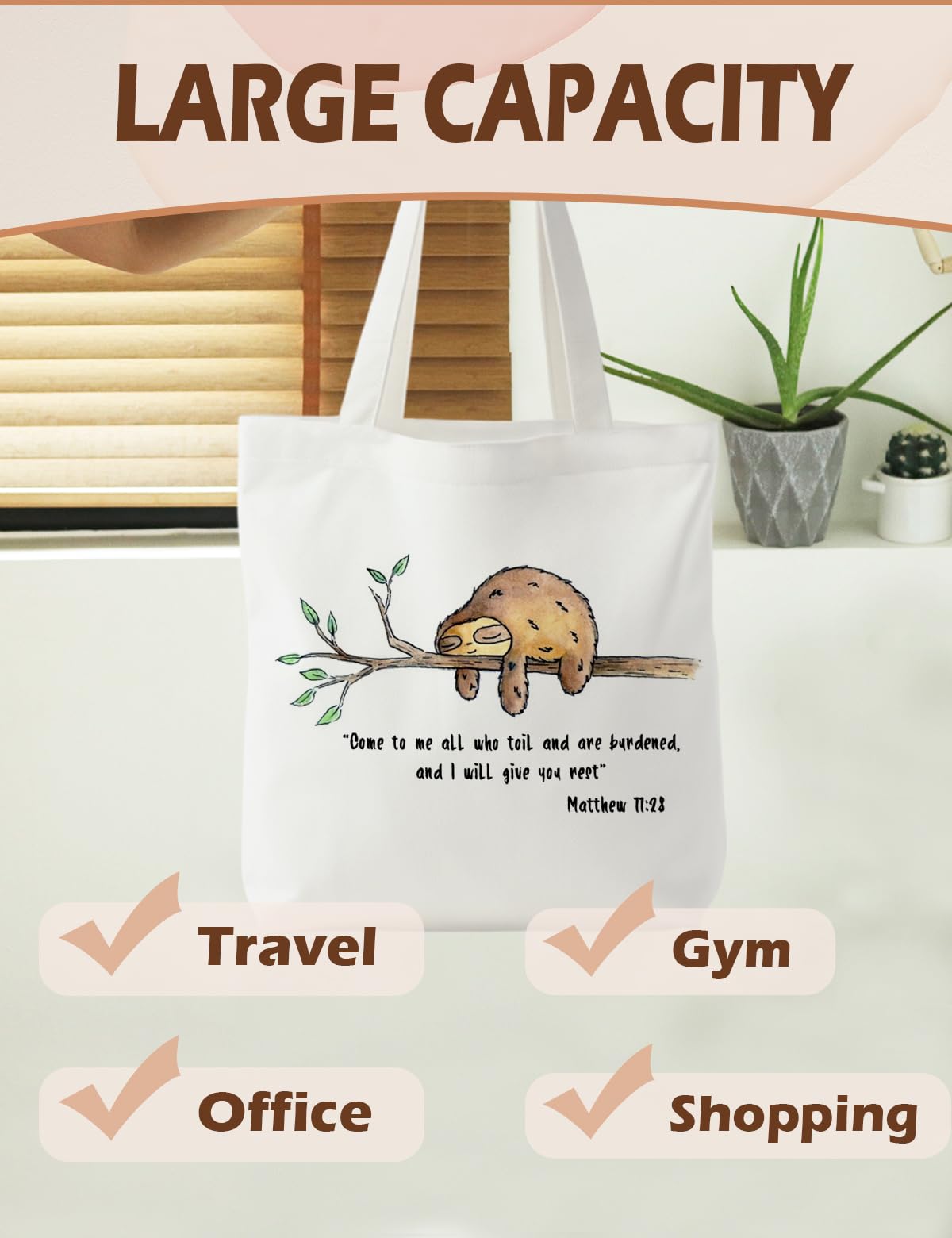 Supwhd bolsa de lona con mangos largos para transporte cómodo